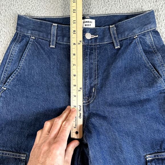 Aritzia Sunday Best Jeans Women's 0 Blue Wide Leg Baggy Cargo Y2K Style - Picture 6 of 13